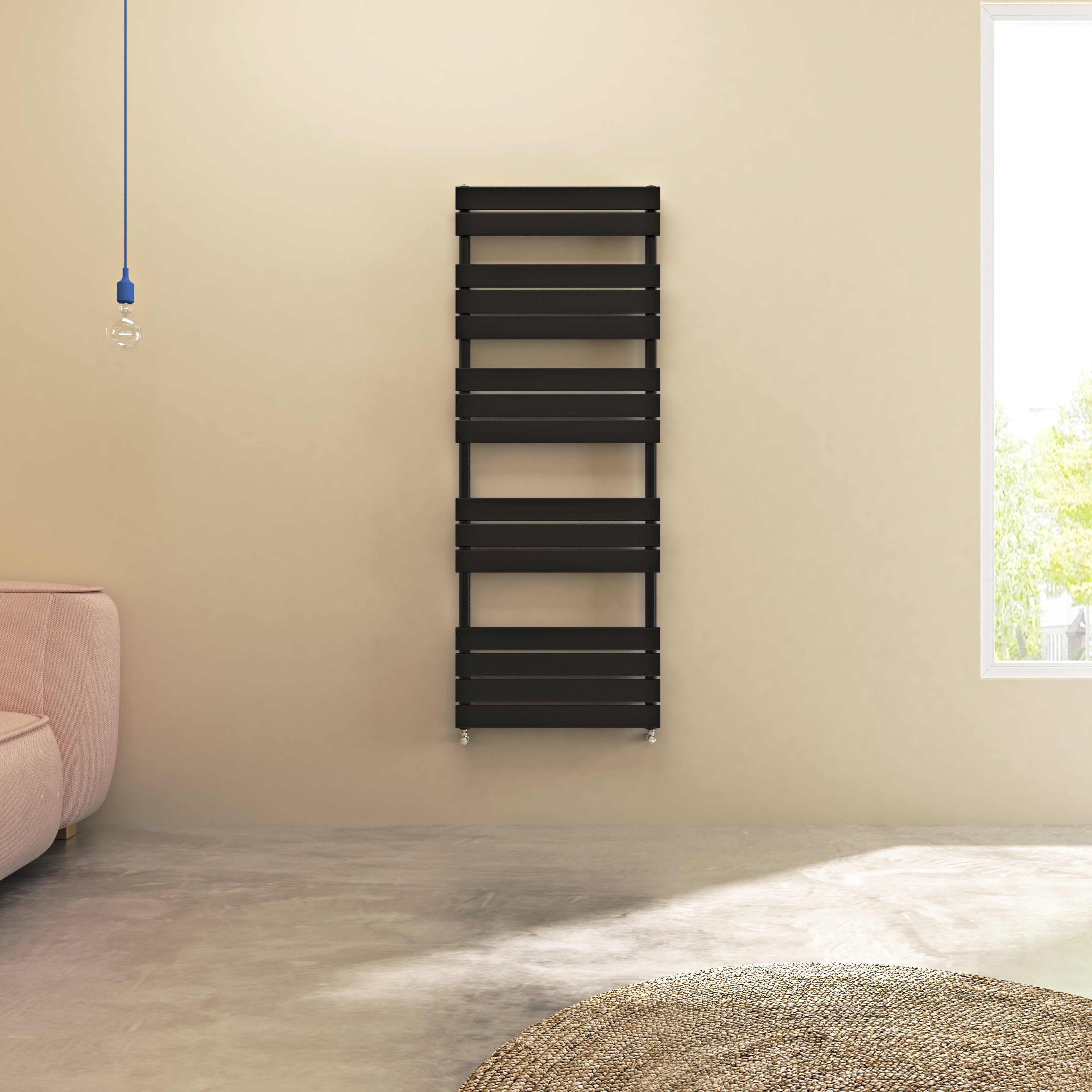 Aver-Growth- Bathroom 1600x600mm Black Towel Rail Radiator