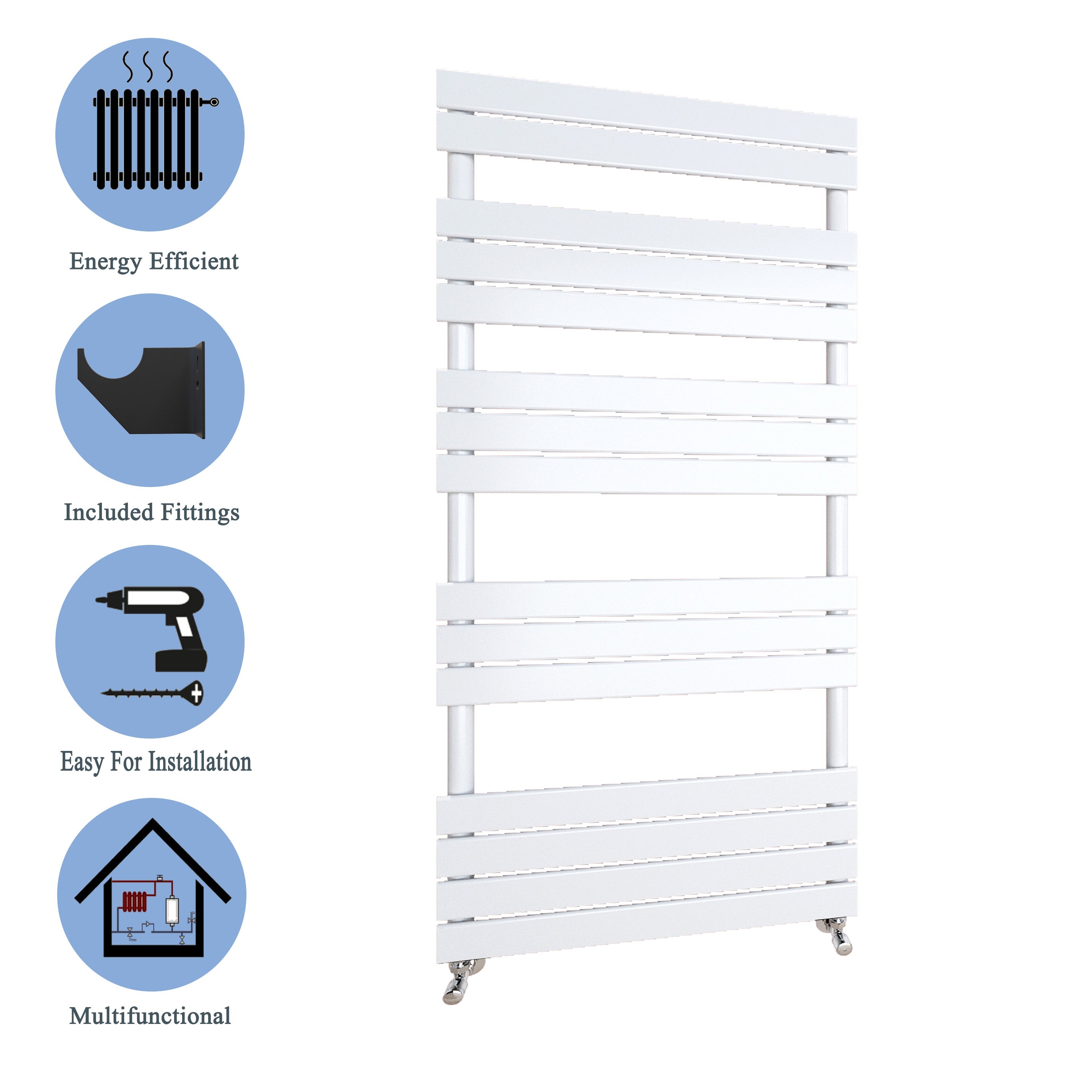 Aver-Growth- Bathroom 1600x600mm White Towel Rail Radiator