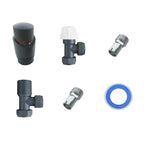 Aver-Growth- Thermostatic Anthracite Radiator 15mm x 1/2 Angled Valves