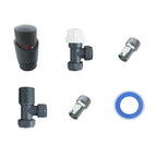 Aver-Growth- Thermostatic Anthracite Radiator 15mm x 1/2 Angled Valves