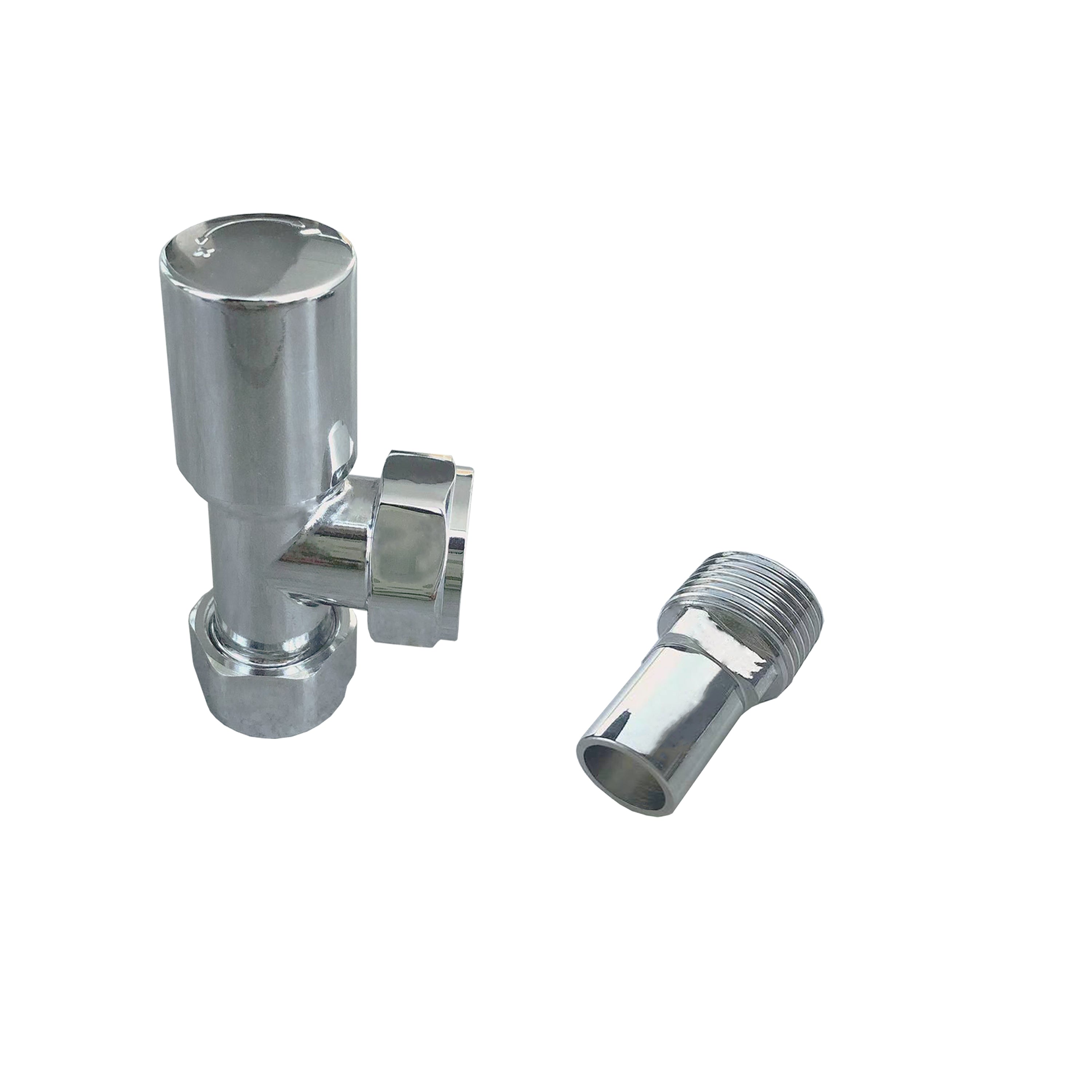Aver-Growth- TRV Thermostatic Chrome Radiator 15mm x 1/2 Angled Valves