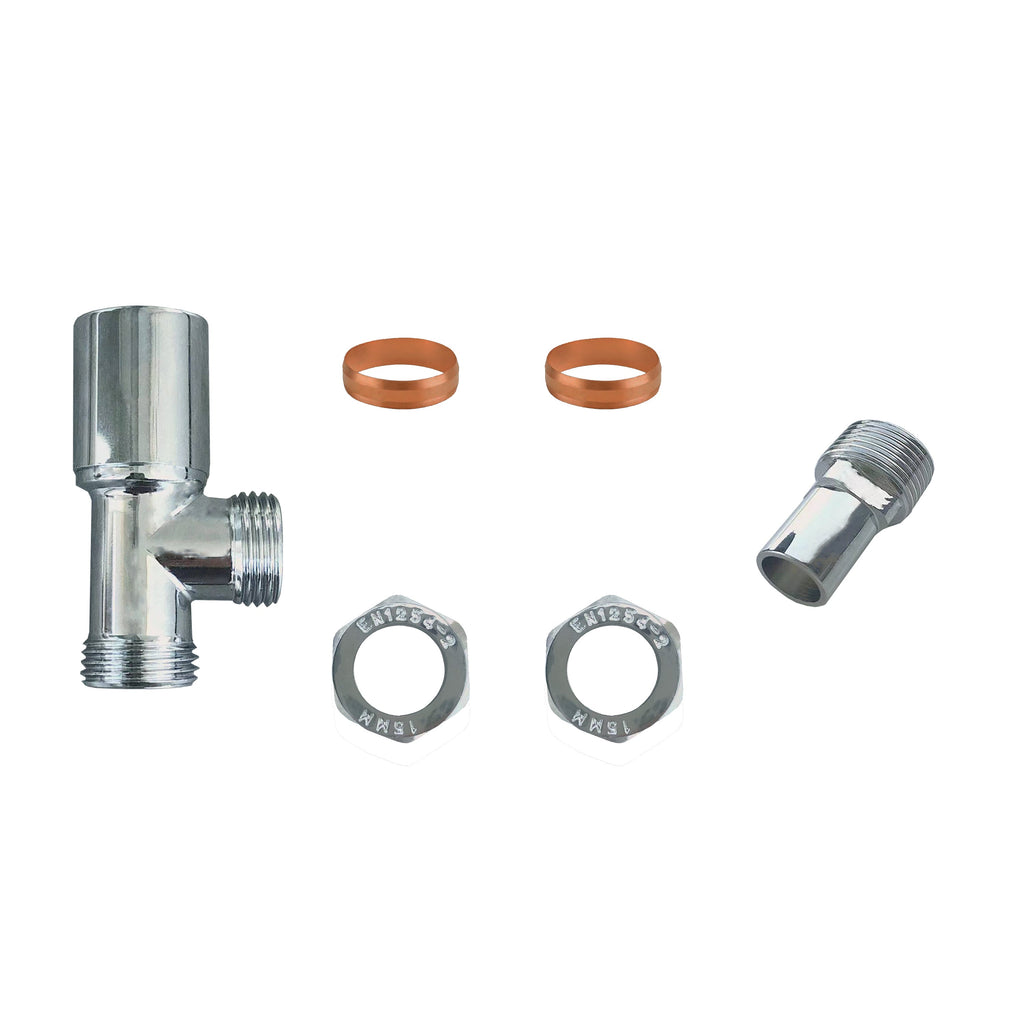 Aver-Growth- TRV Thermostatic Chrome Radiator 15mm x 1/2 Angled Valves