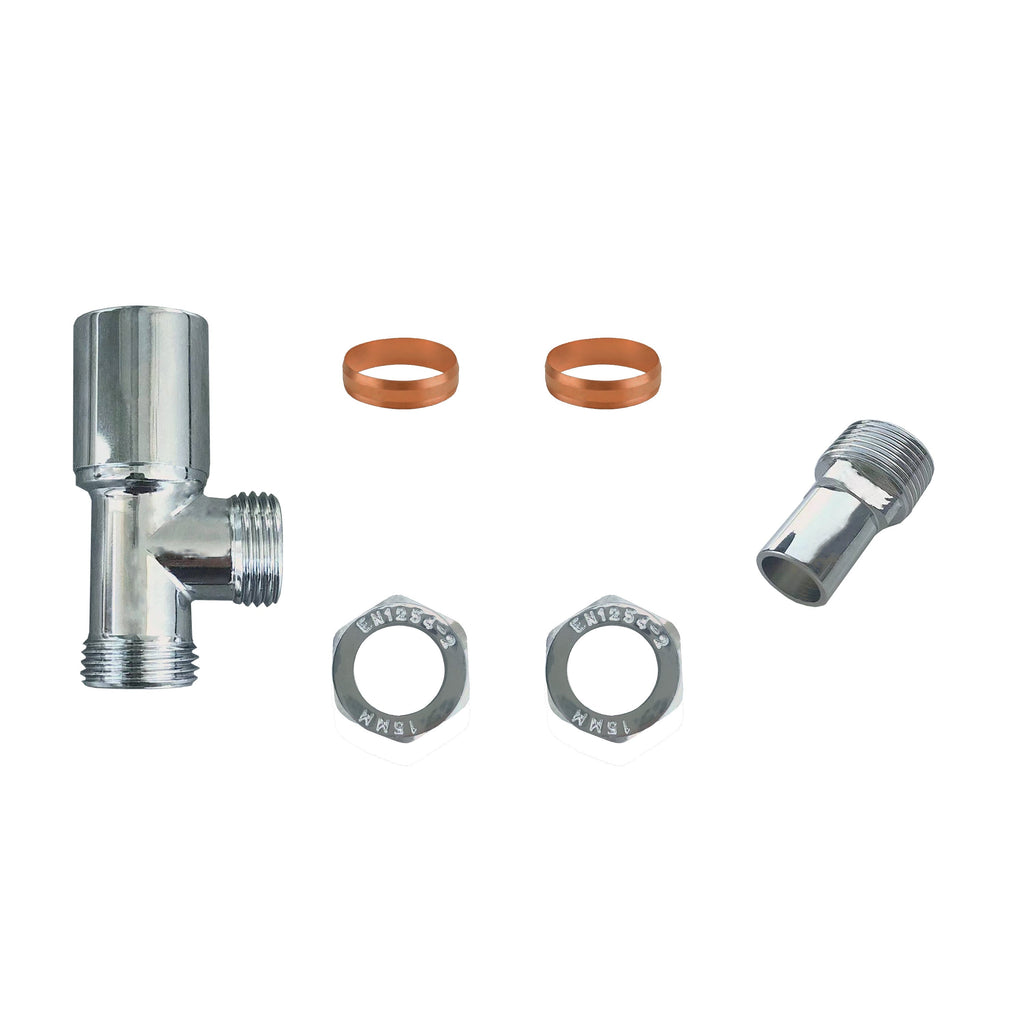 Aver-Growth- TRV Thermostatic Chrome Radiator 15mm x 1/2 Angled Valves
