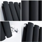 Aver-Growth- Designer Vertical 1600x236mm Double Black Oval Column Radiator