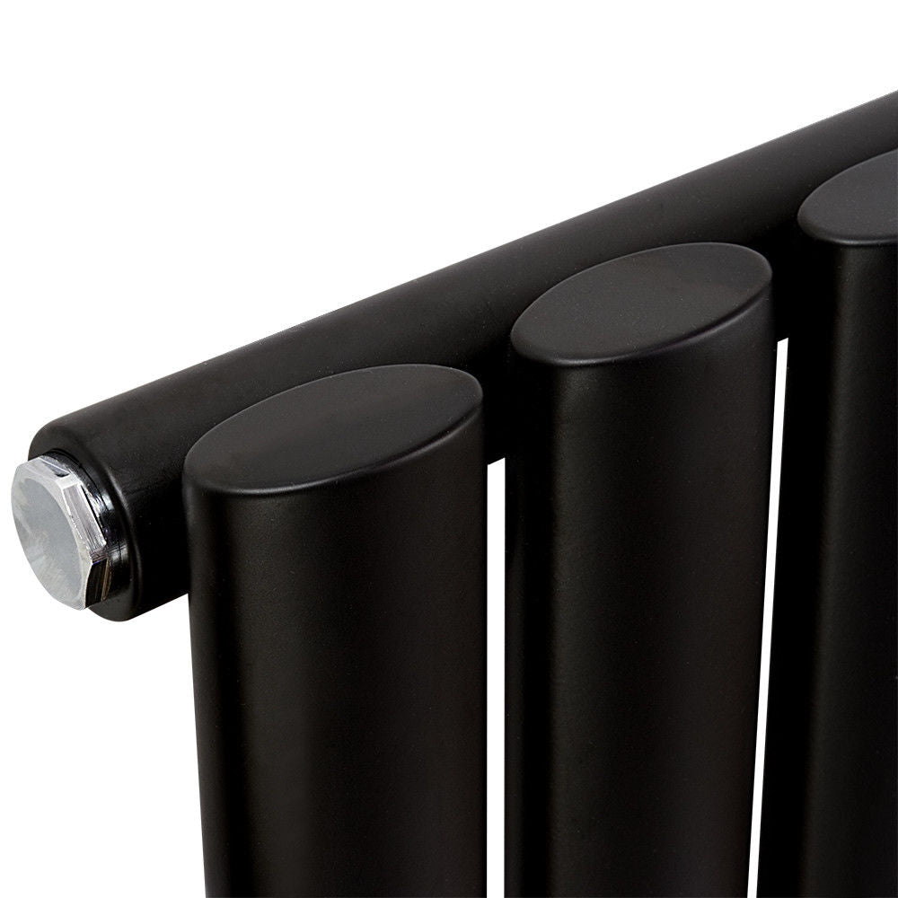 Aver-Growth- Designer Vertical 1600x236mm Double Black Oval Column Radiator