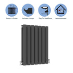 Aver-Growth- Designer Horizontal 600x413mm Double Anthracite Oval Column Radiator