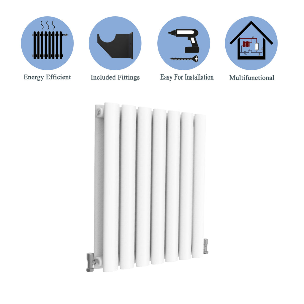 Aver-Growth- Designer Horizontal 600x413mm Double White Oval Column Radiator