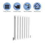 Aver-Growth- Designer Horizontal 600x413mm Double White Oval Column Radiator