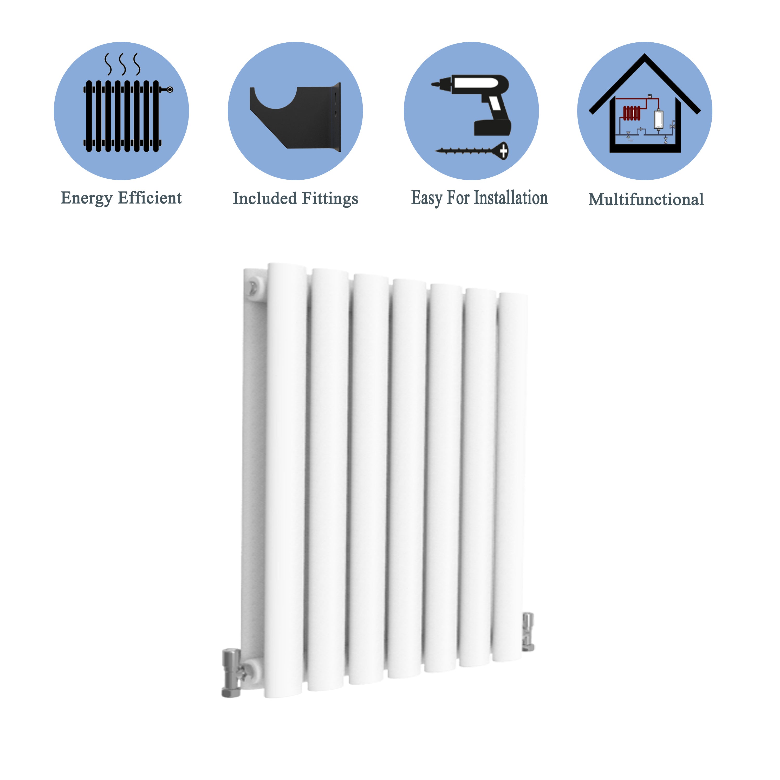Aver-Growth- Designer Horizontal 600x413mm Double White Oval Column Radiator