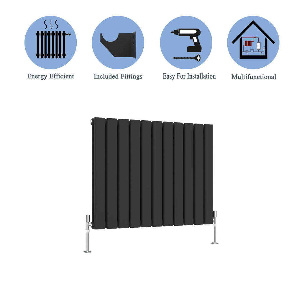 Aver-Growth- Designer Horizontal 600x884mm Double Black Flat Panel Radiator