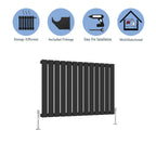 Aver-Growth- Modern Horizontal 600x884mm Single Black Flat Panel Radiator