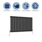 Aver-Growth- Modern Horizontal 600x1020mm Single Black Flat Panel Radiator