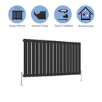 Aver-Growth- Modern Horizontal 600x1156mm Single Black Flat Panel Radiator