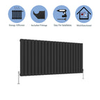 Aver-Growth- Designer Horizontal 600x1428mm Double Black Flat Panel Radiator