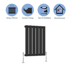 Aver-Growth- Modern Horizontal 600x408mm Single Black Flat Panel Radiator