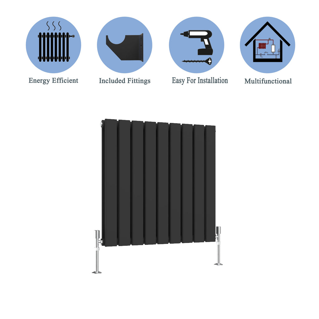 Aver-Growth- Designer Horizontal 600x612mm Double Black Flat Panel Radiator