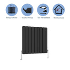Aver-Growth- Designer Horizontal 600x612mm Double Black Flat Panel Radiator