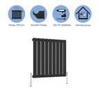 Aver-Growth- Modern Horizontal 600x612mm Single Black Flat Panel Radiator