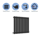 Aver-Growth- Designer Horizontal 600x590mm Single Black Oval Column Radiator