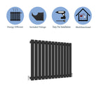 Aver-Growth- Designer Horizontal 600x767mm Single Black Oval Column Radiator