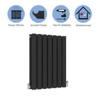 Aver-Growth- Designer Horizontal 600x413mm Double Black Oval Column Radiator
