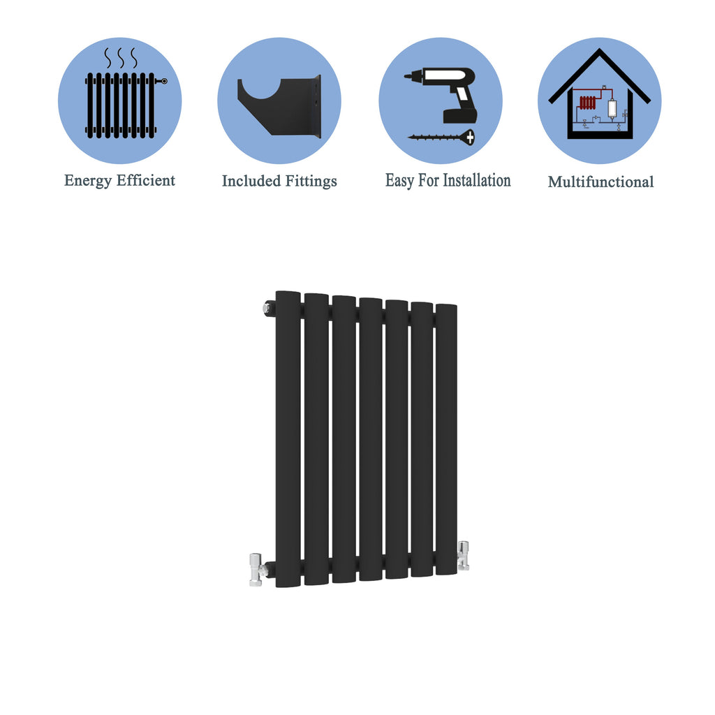 Aver-Growth- Designer Horizontal 600x413mm Single Black Oval Column Radiator