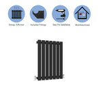Aver-Growth- Designer Horizontal 600x413mm Single Black Oval Column Radiator