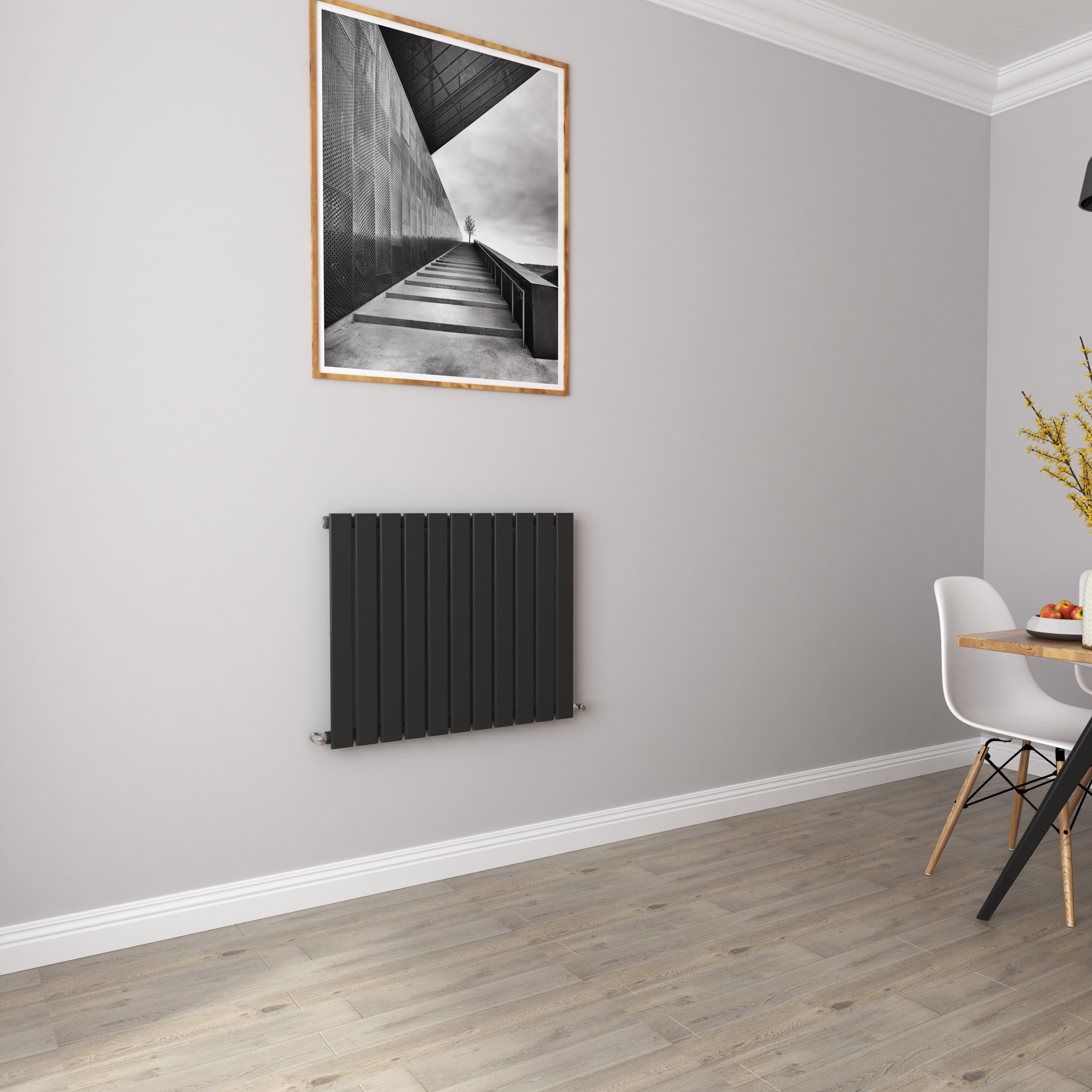 Aver-Growth- Modern Horizontal 600x748mm Single Black Flat Panel Radiator
