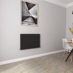 Aver-Growth- Designer Horizontal 600x884mm Double Black Flat Panel Radiator