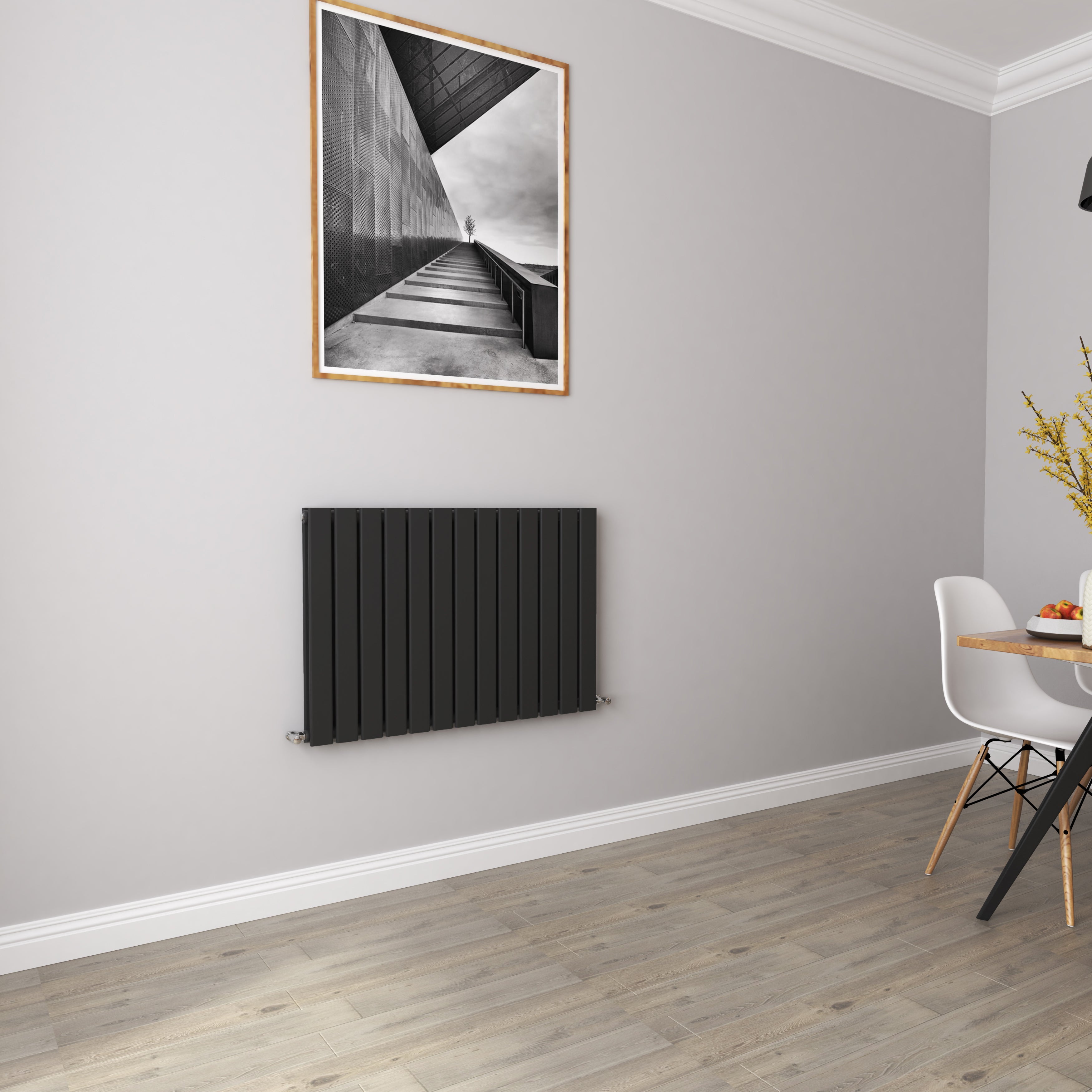 Aver-Growth- Designer Horizontal 600x884mm Double Black Flat Panel Radiator
