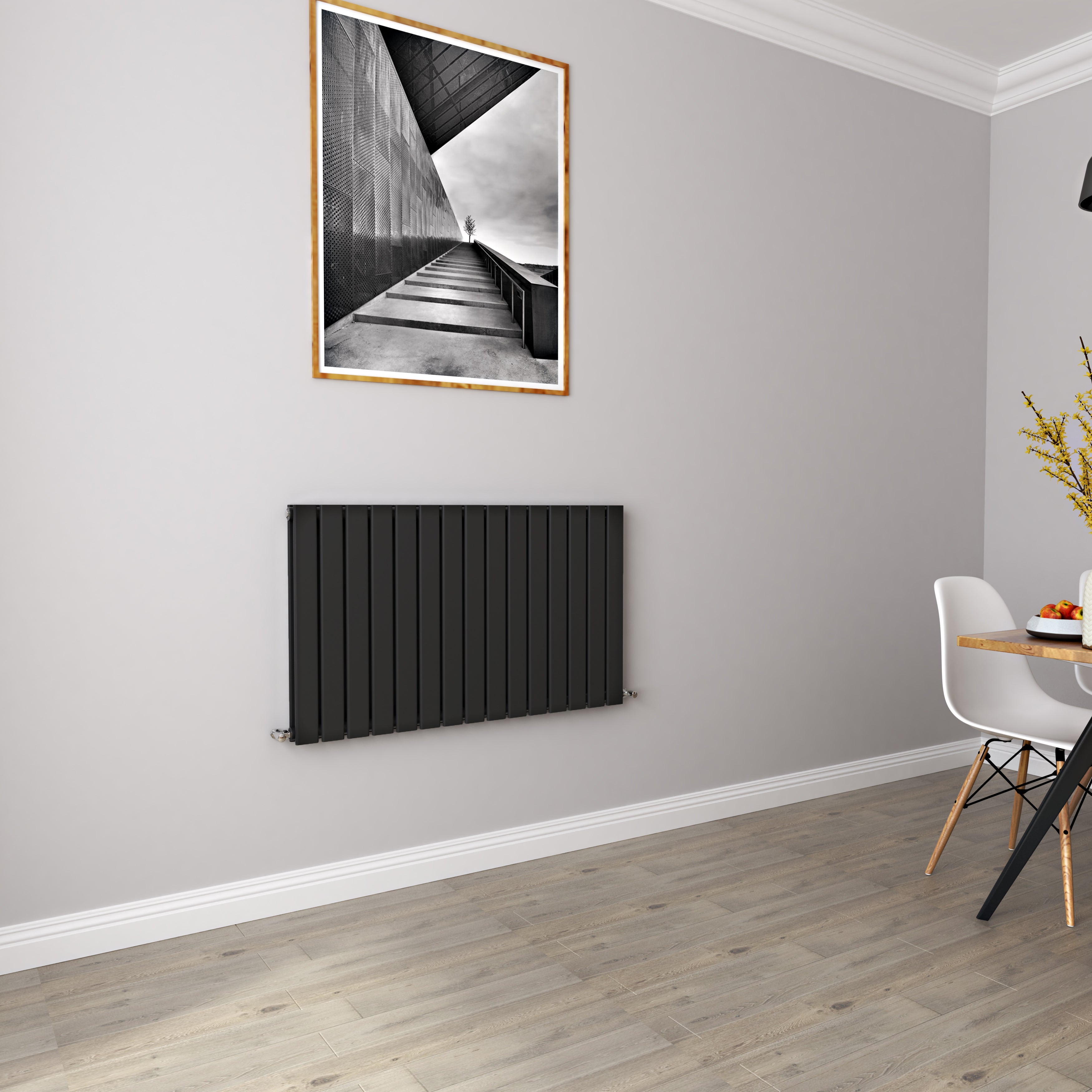 Aver-Growth- Designer Horizontal 600x1020mm Double Black Flat Panel Radiator