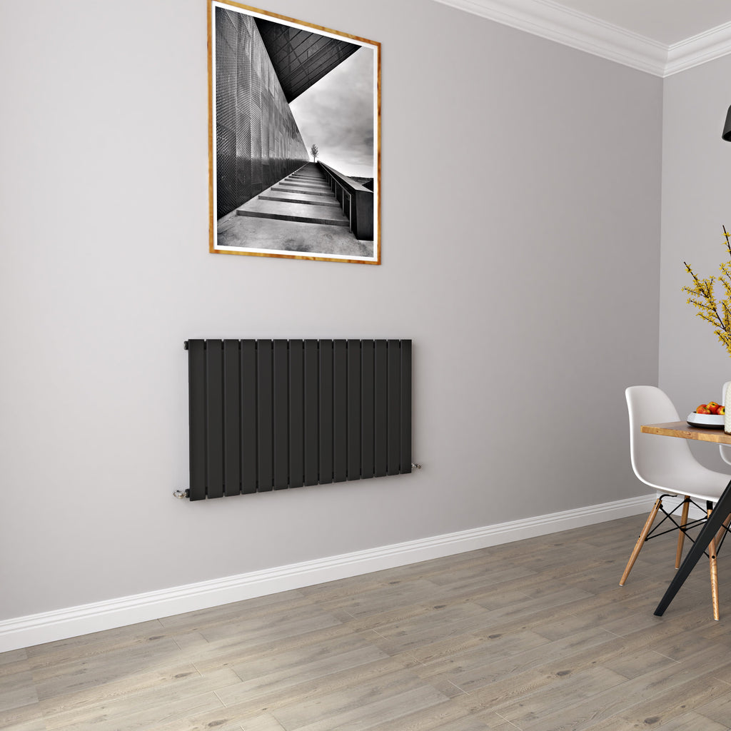 Aver-Growth- Modern Horizontal 600x1020mm Single Black Flat Panel Radiator