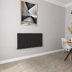 Aver-Growth- Designer Horizontal 600x1156mm Double Black Flat Panel Radiator