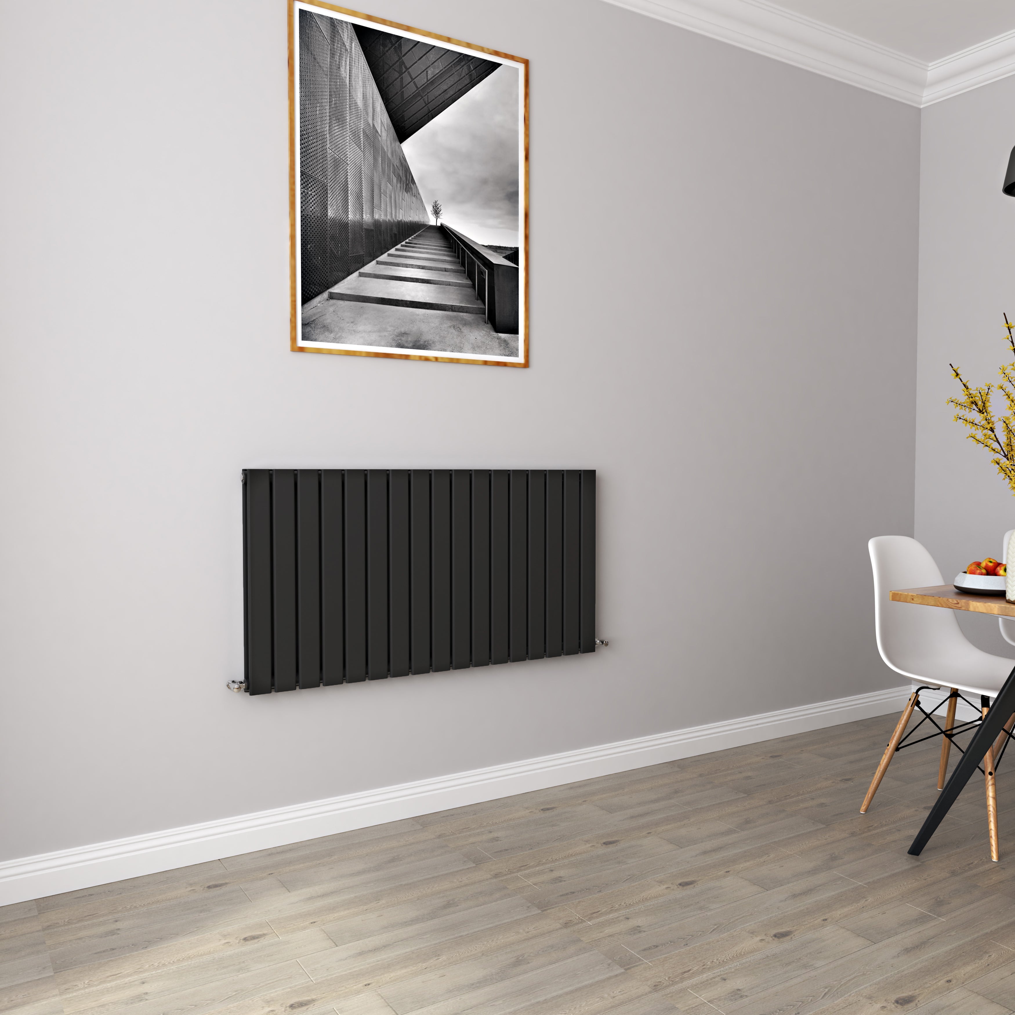 Aver-Growth- Designer Horizontal 600x1156mm Double Black Flat Panel Radiator