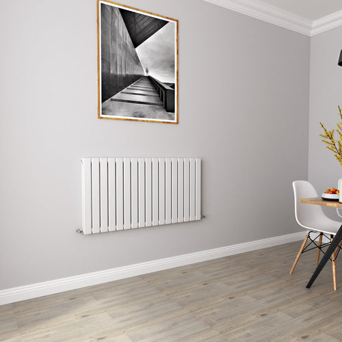 AICA - Modern Horizontal 600x1156mm Double White Flat Panel Radiator