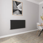 Aver-Growth- Modern Horizontal 600x1156mm Single Black Flat Panel Radiator