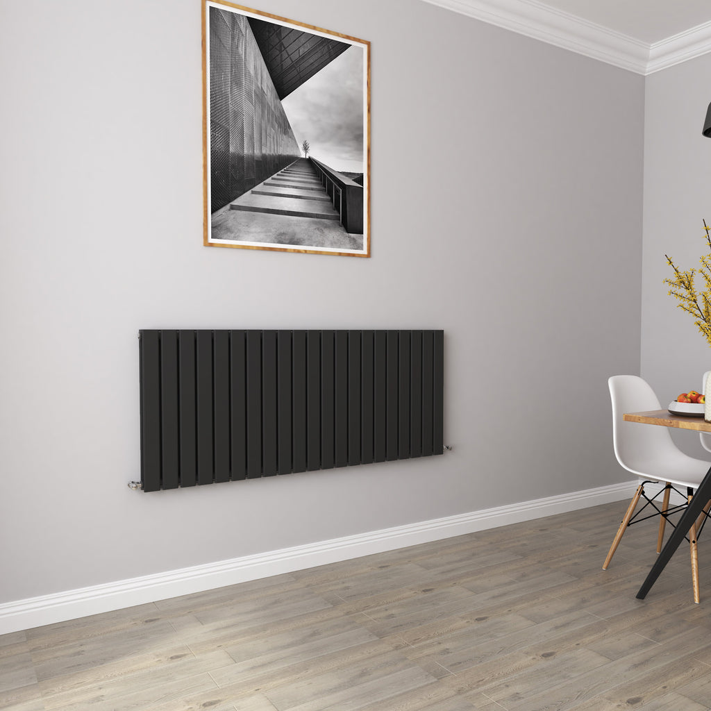 Aver-Growth- Designer Horizontal 600x1428mm Double Black Flat Panel Radiator