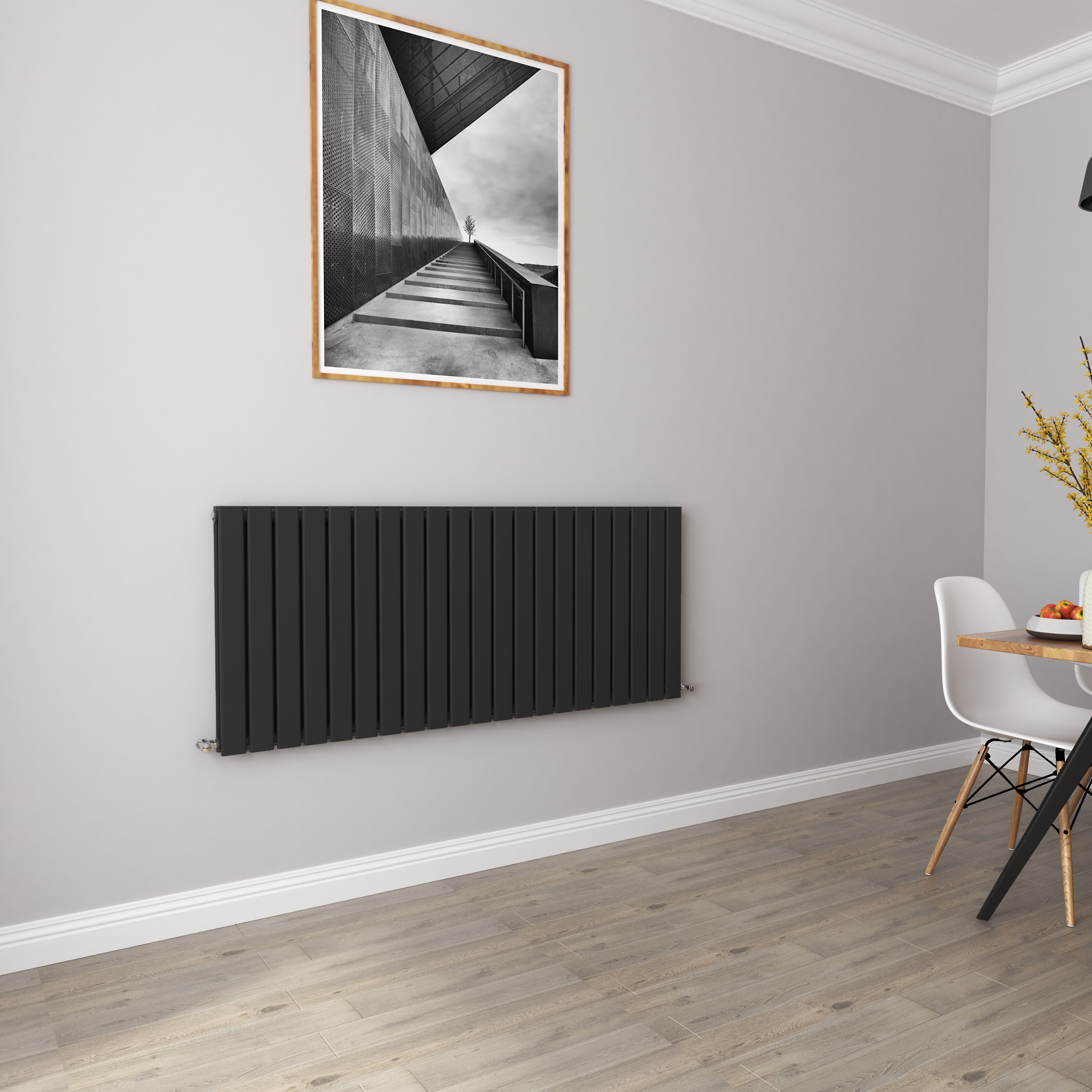 Aver-Growth- Designer Horizontal 600x1428mm Double Black Flat Panel Radiator