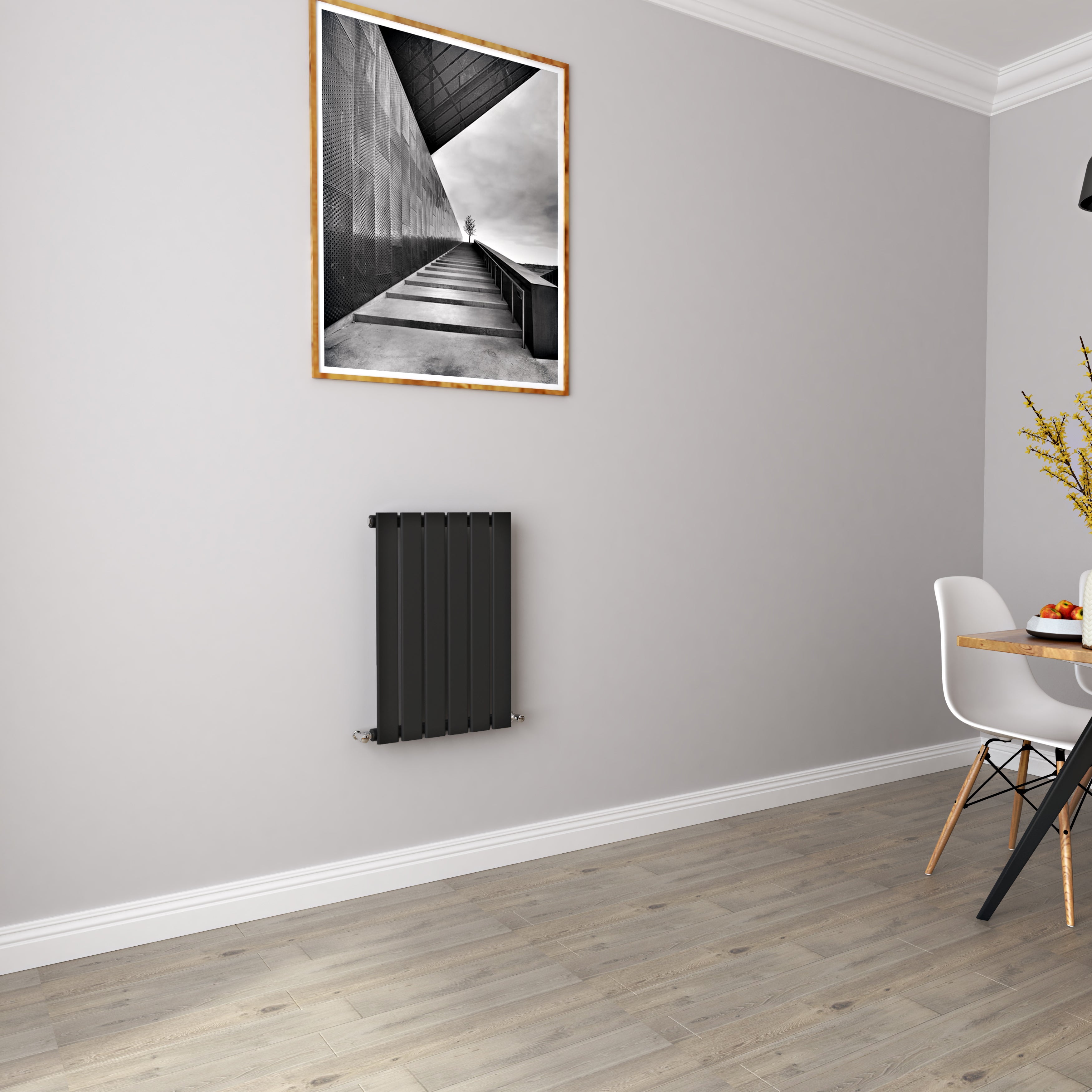 Aver-Growth- Modern Horizontal 600x408mm Single Black Flat Panel Radiator