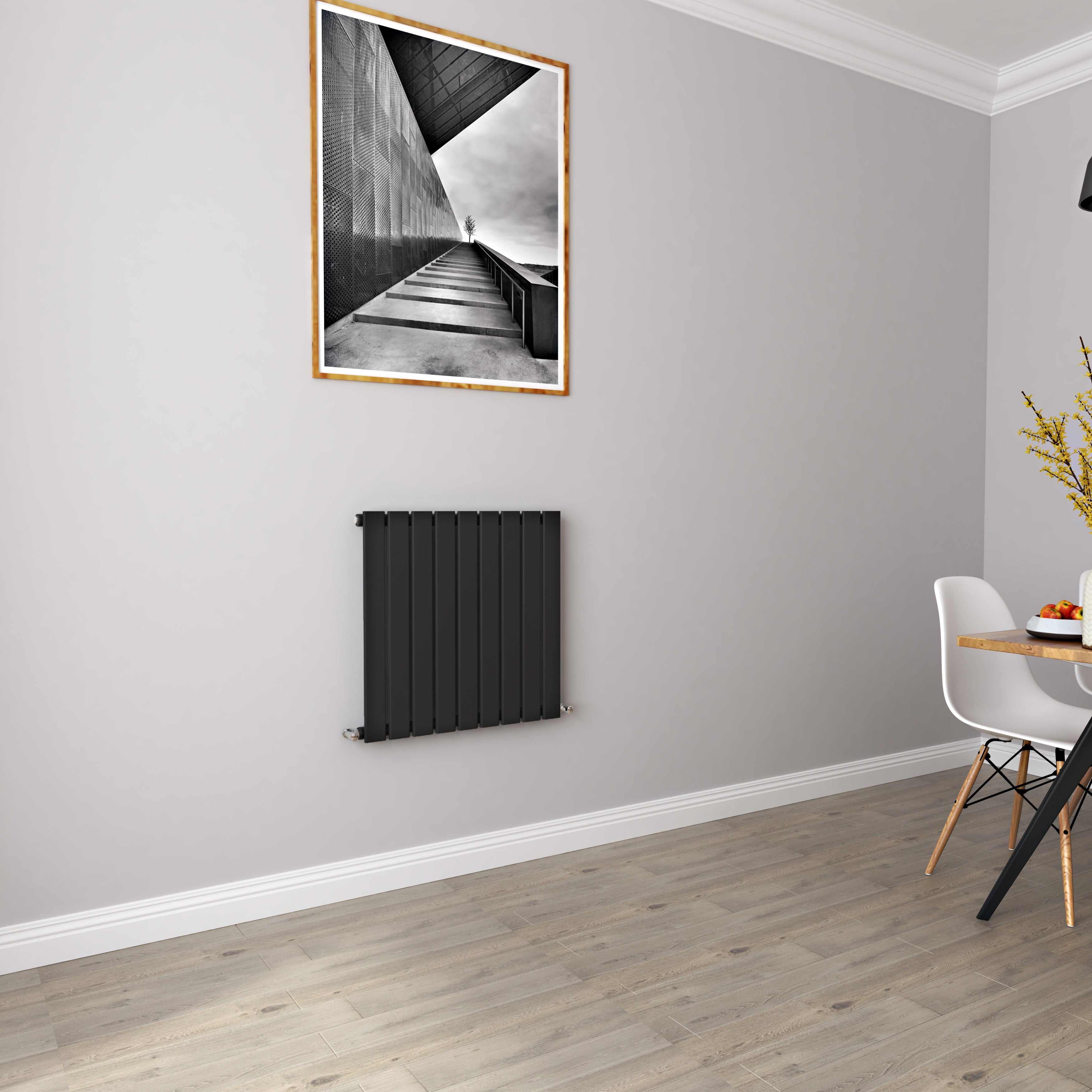 Aver-Growth- Modern Horizontal 600x612mm Single Black Flat Panel Radiator