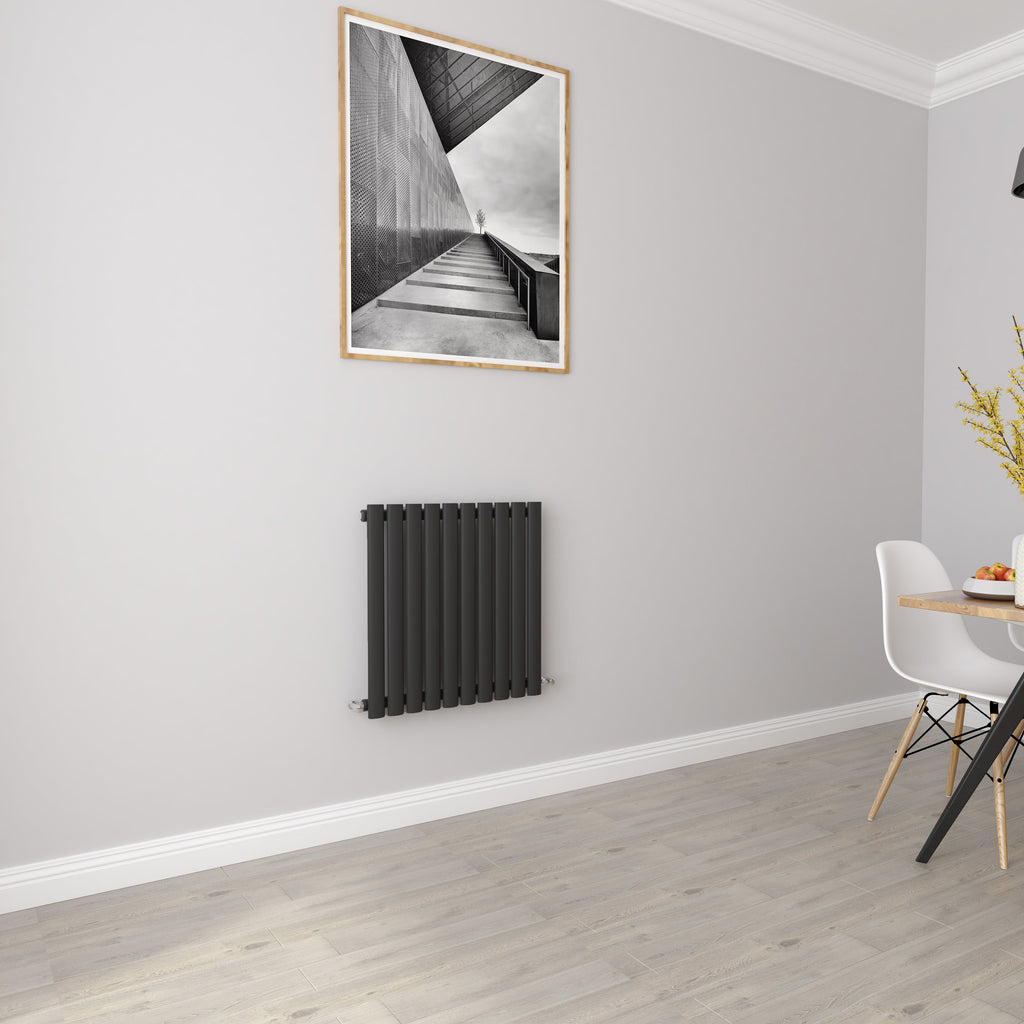 Aver-Growth- Designer Horizontal 600x590mm Single Black Oval Column Radiator