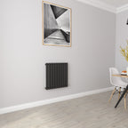 Aver-Growth- Designer Horizontal 600x590mm Single Black Oval Column Radiator