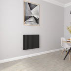 Aver-Growth- Designer Horizontal 600x767mm Double Black Oval Column Radiator
