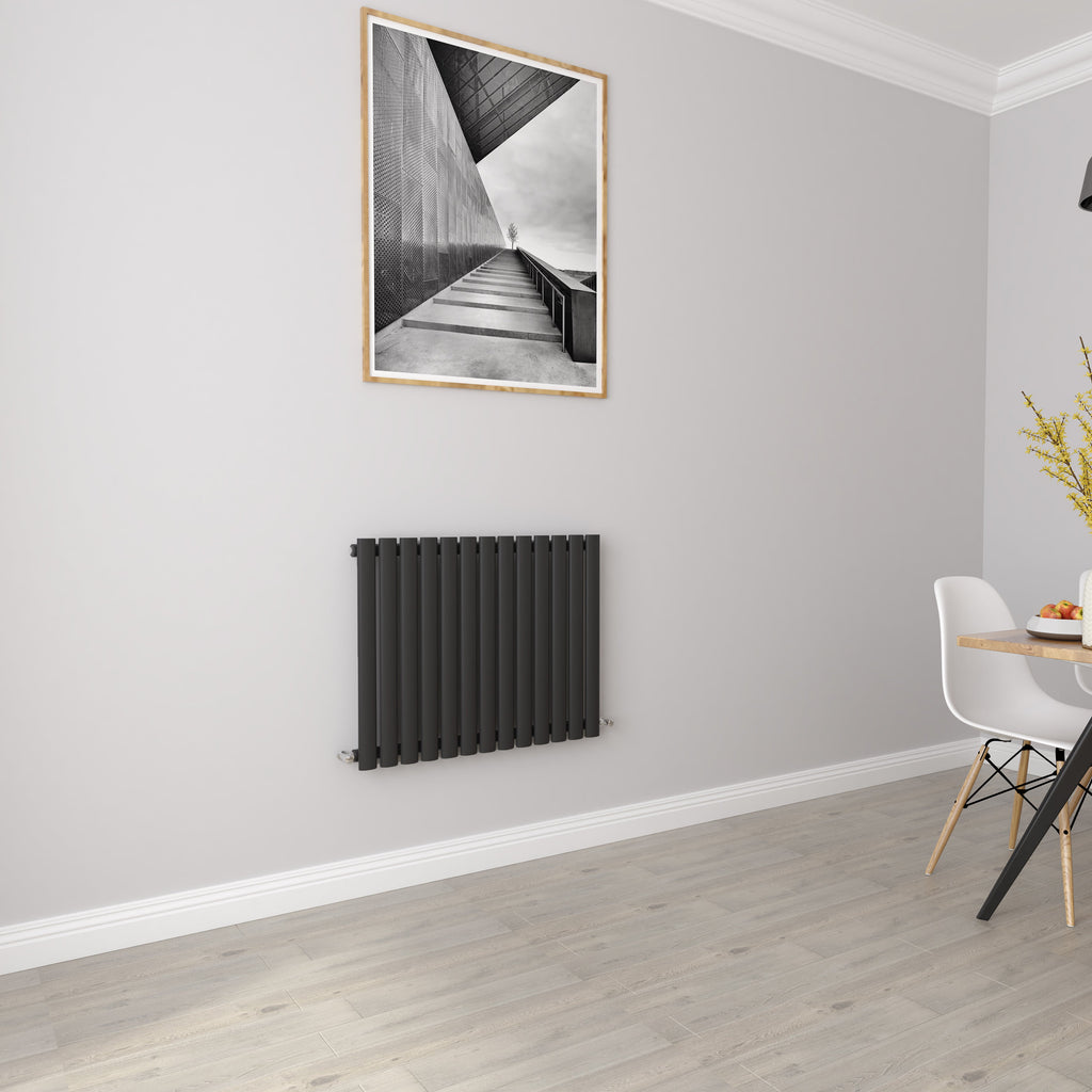 Aver-Growth- Designer Horizontal 600x767mm Single Black Oval Column Radiator