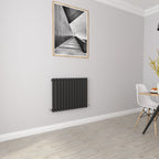 Aver-Growth- Designer Horizontal 600x767mm Single Black Oval Column Radiator