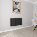 Aver-Growth- Designer Horizontal 600x1003mm Double Black Oval Column Radiator