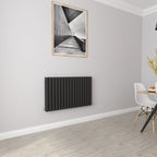 Aver-Growth- Designer Horizontal 600x1003mm Double Black Oval Column Radiator