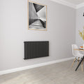 Aver-Growth- Designer Horizontal 600x1003mm Single Black Oval Column Radiator