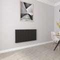 Aver-Growth- Designer Horizontal 600x1180mm Double Black Oval Column Radiator