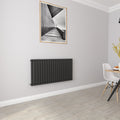 Aver-Growth- Designer Horizontal 600x1180mm Single Black Oval Column Radiator